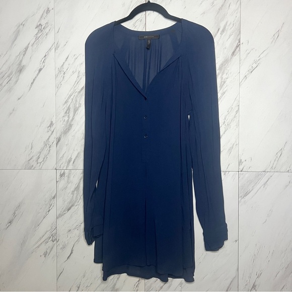 BCBGMaxAzria Jones Long Sleeve High Low Sheer Tunic Dress SZ S - Picture 1 of 6